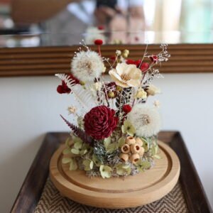 Alternative view of Preserved Blooms in Glass Dome