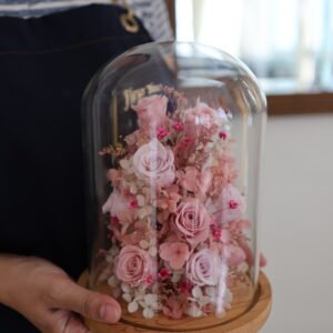 Eternal Pink Blooms in Cloches