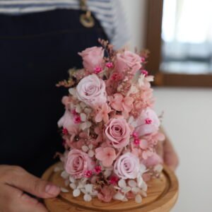 Alternative view of Eternal Pink Blooms in Cloches