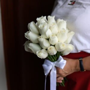 Elegant White Rose Bridal Bouquet